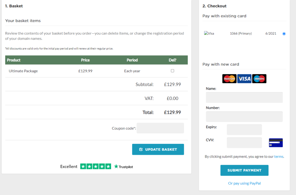 Eco Web Hosting Payment Page