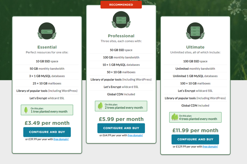 Eco Web Hosting Plans
