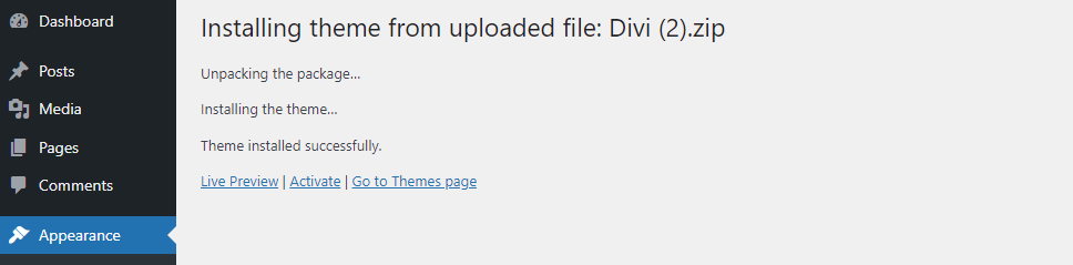 activate divi theme
