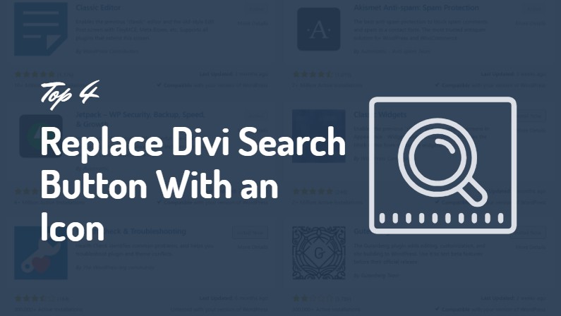 replace divi search button with icon