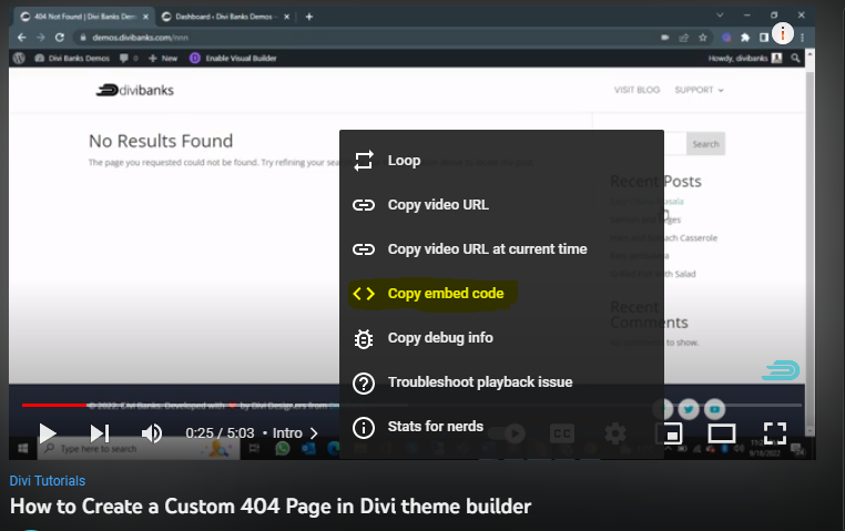 divi video autoplay - embed code