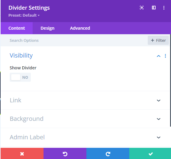 disabled visibilty of the divider