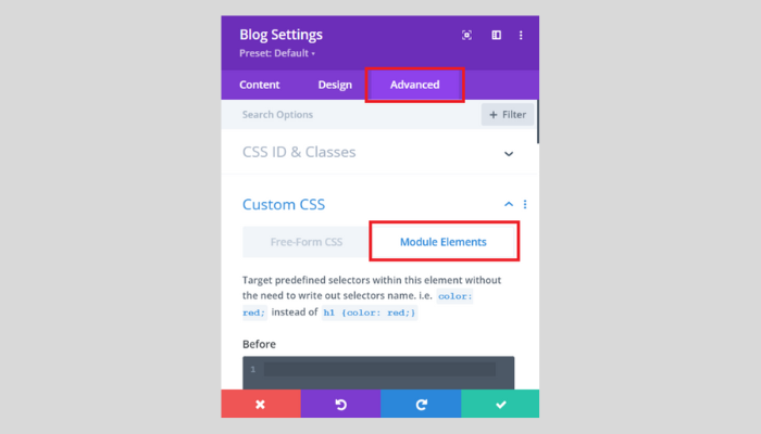 add css in the main element